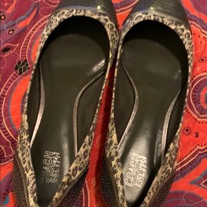 Coach Brown and Black Flats with Textured Design
